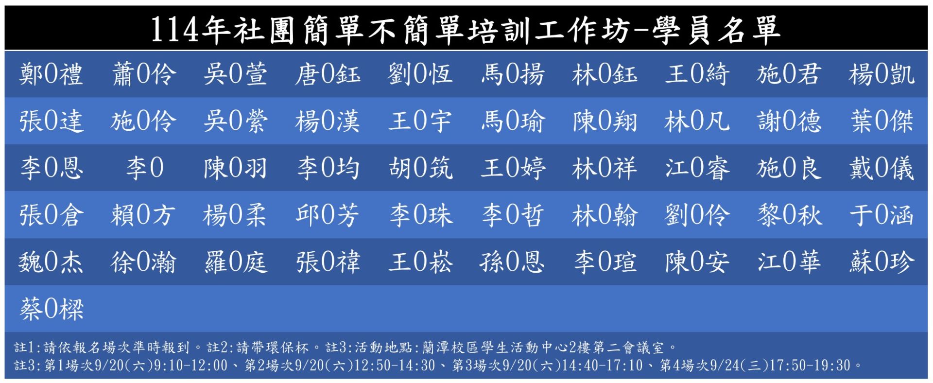 學員名單