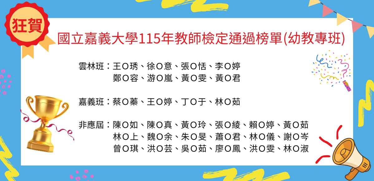 幼教專班榜單