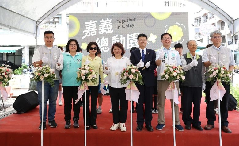 嘉義市政府今天在民生公園舉辦「嘉義總動園 打開穿城之水 道將圳水綠廊道營造第二期工程」完工啟用典禮。(聯合新聞網)
