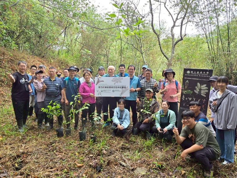 圖1 屏東分署、國立嘉義大學和美濃在地社群攜手協力共植試驗地80株苗木