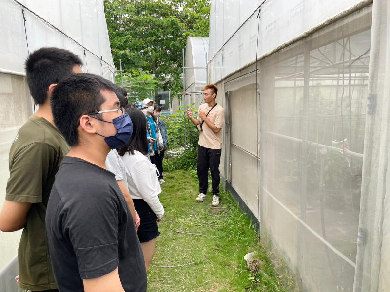 嘉大學生跨域「斜槓」練功為參觀者解說新民溫室。
